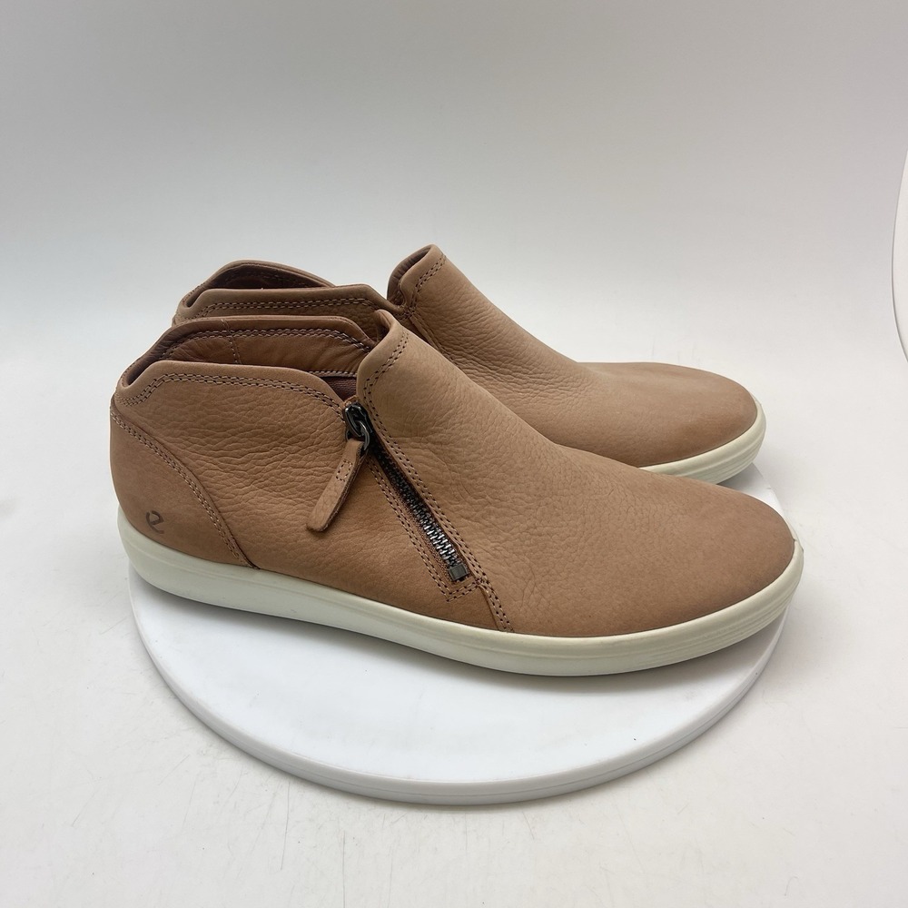Ecco Soft 7 Short Zip Bootie Womens EU 41 US 10-10.5 Cashmere Tan Leather Shoes